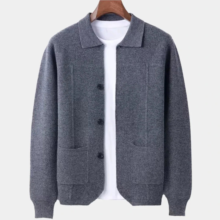 Men’s Button-Up Wool Overshirt Cardigan