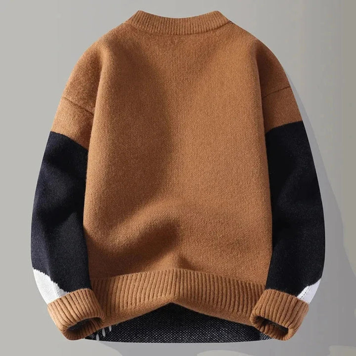 Men’s Geometric Color Block Knit Pullover