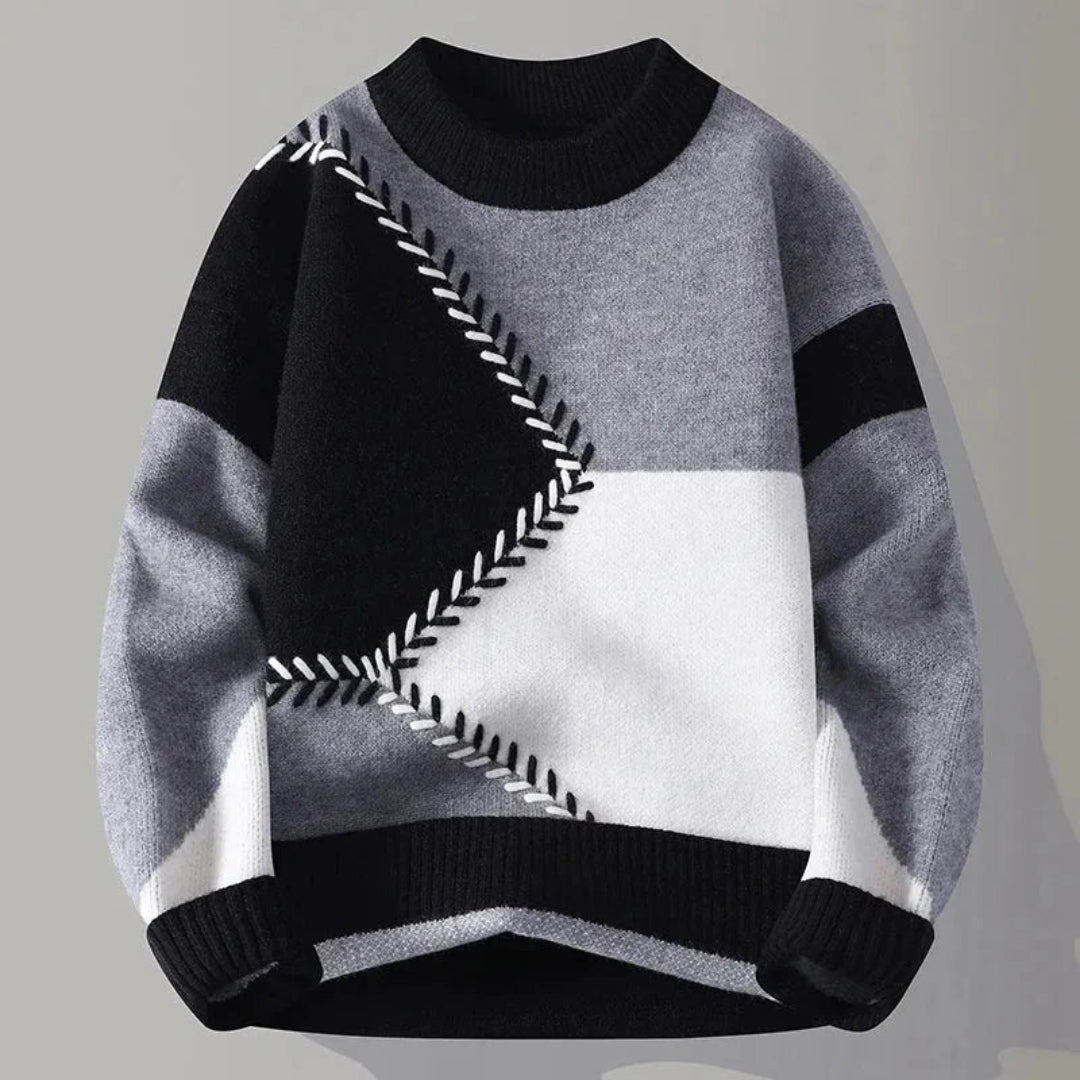 Men’s Geometric Color Block Knit Pullover