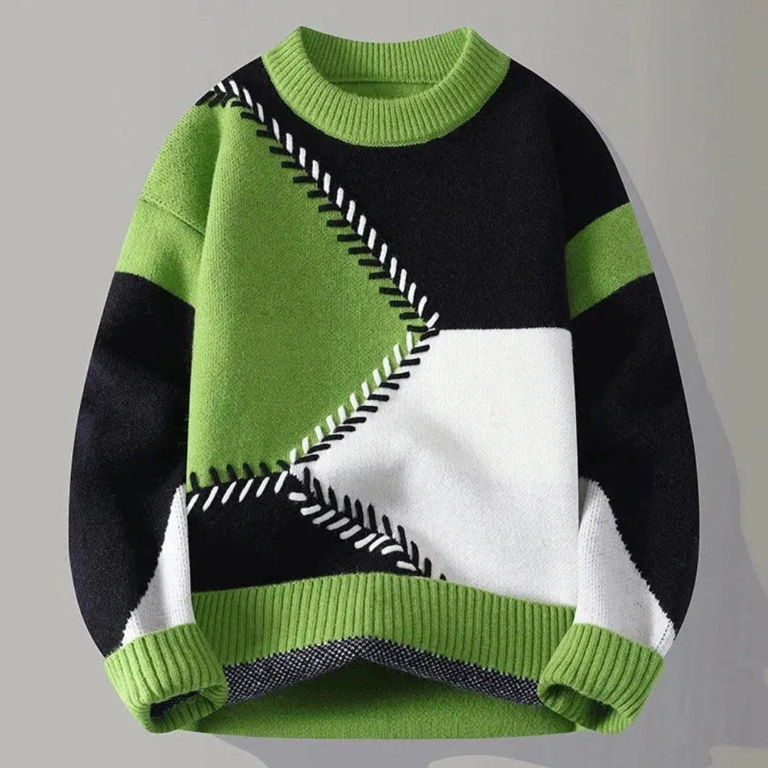Men’s Geometric Color Block Knit Pullover