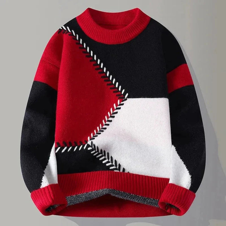 Men’s Geometric Color Block Knit Pullover