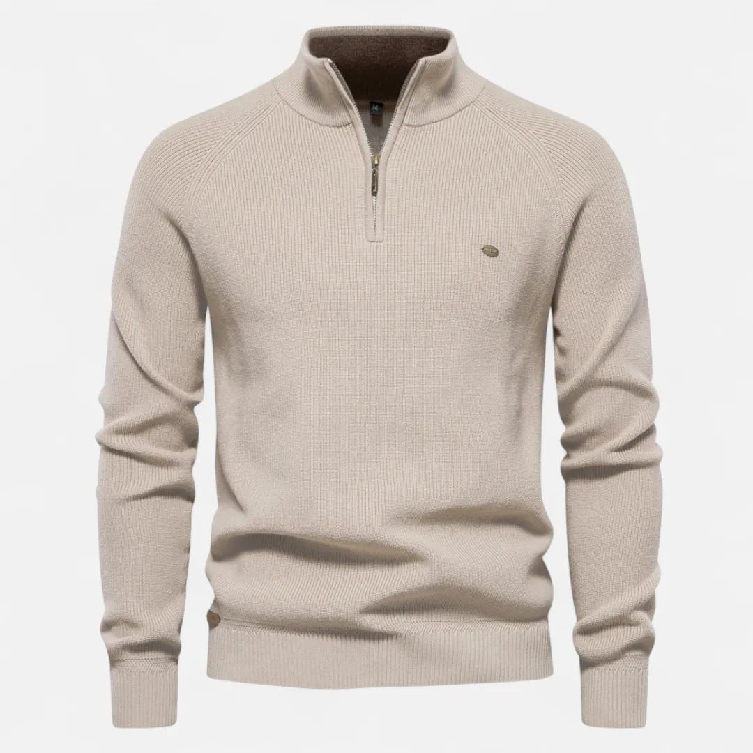 Men’s Half-Zip Cotton Knit Sweater