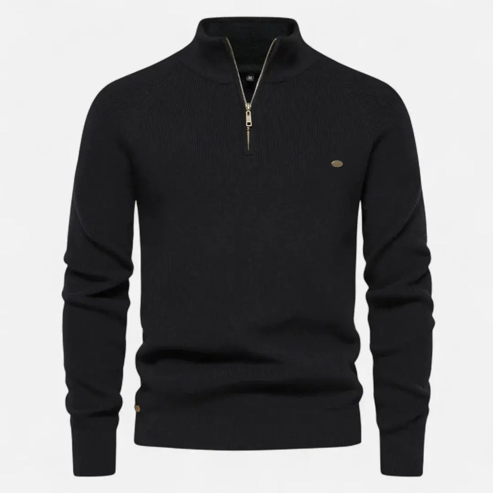 Men’s Half-Zip Cotton Knit Sweater Artisio