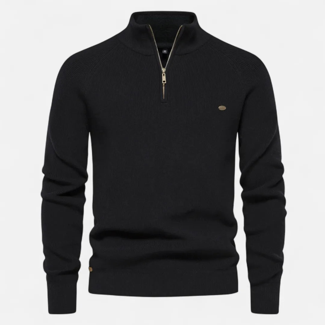 Men’s Half-Zip Cotton Knit Sweater