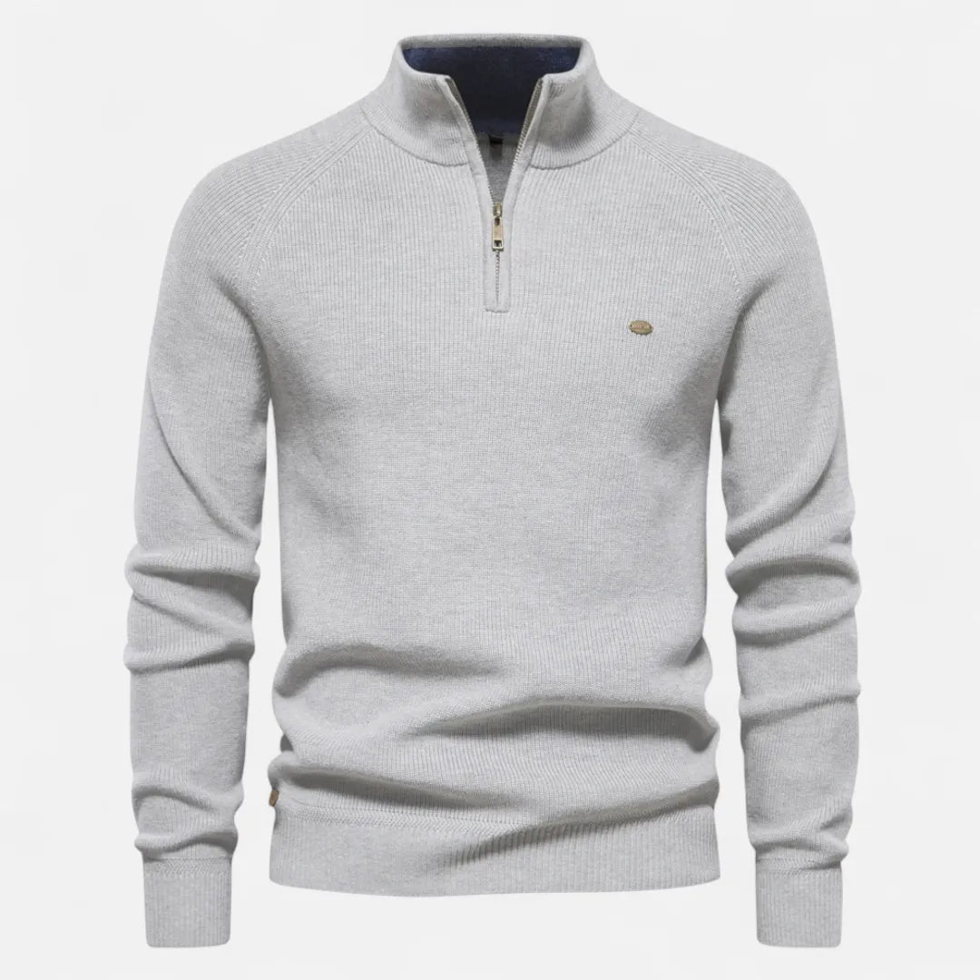 Men’s Half-Zip Cotton Knit Sweater