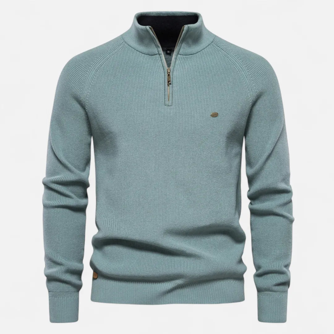 Men’s Half-Zip Cotton Knit Sweater