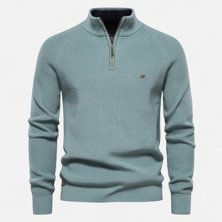 Men’s Half-Zip Cotton Knit Sweater