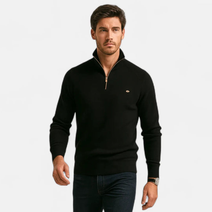 Men’s Half-Zip Cotton Knit Sweater