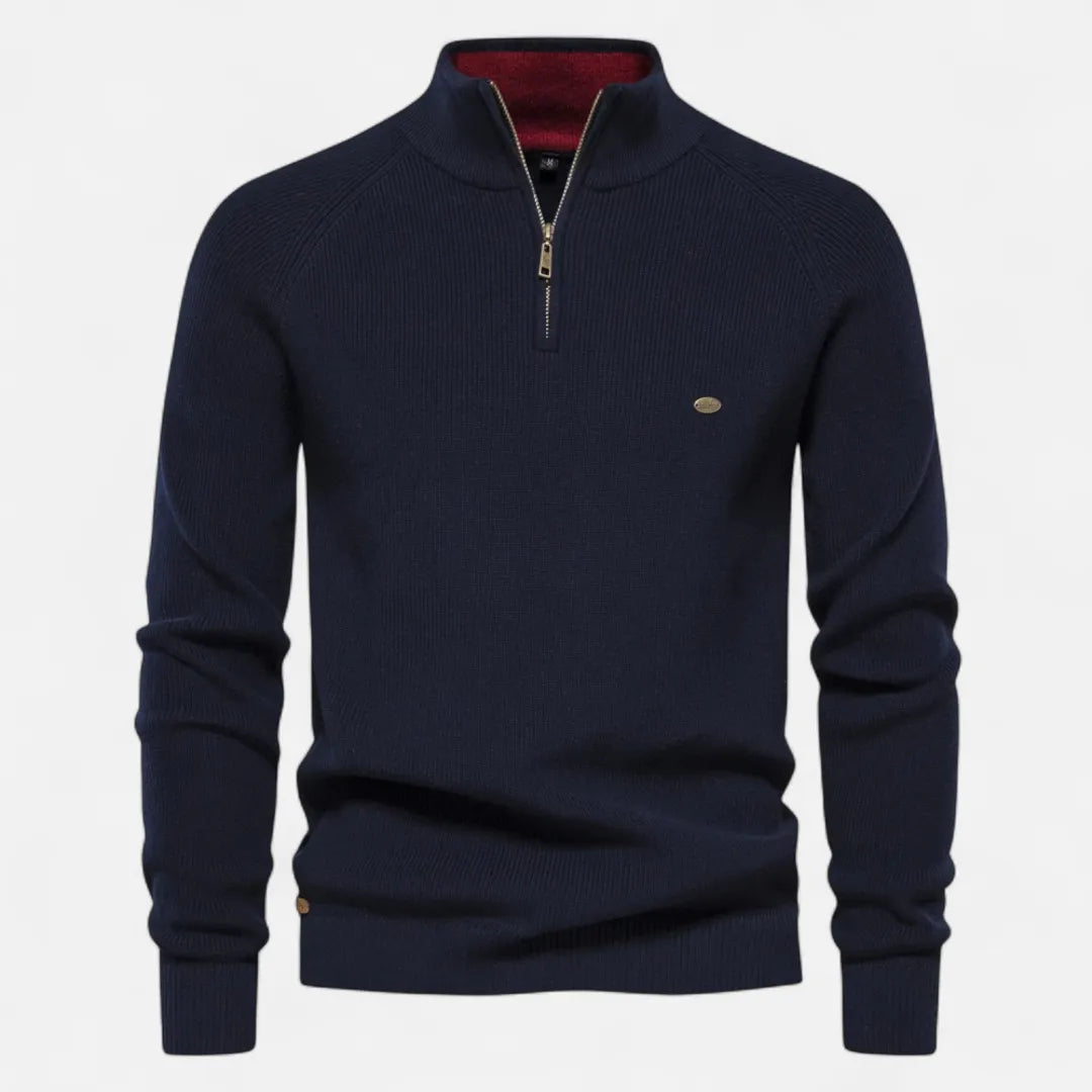 Men’s Half-Zip Cotton Knit Sweater