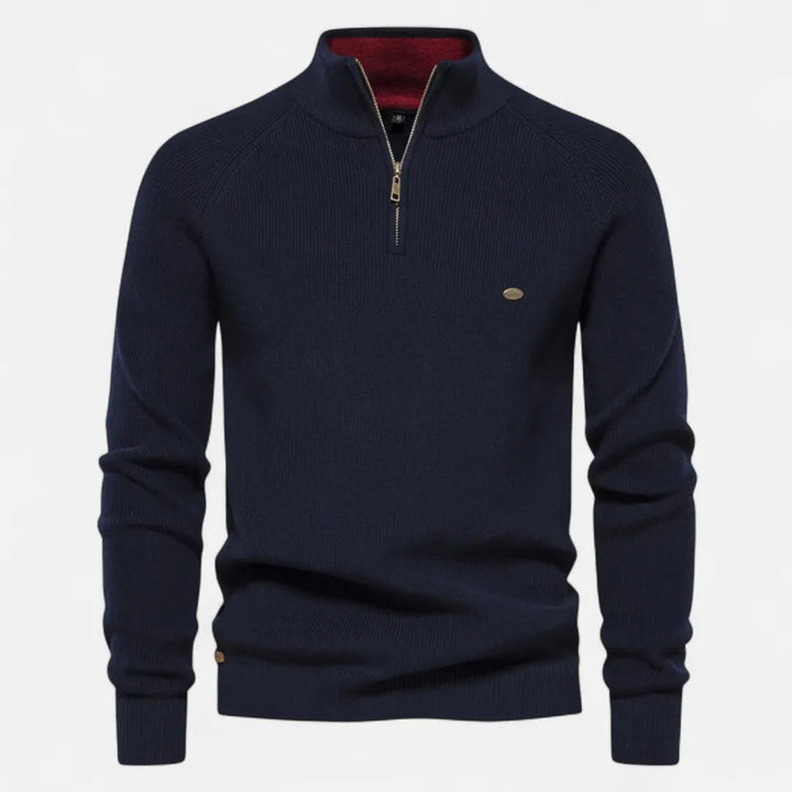 Men’s Half-Zip Cotton Knit Sweater