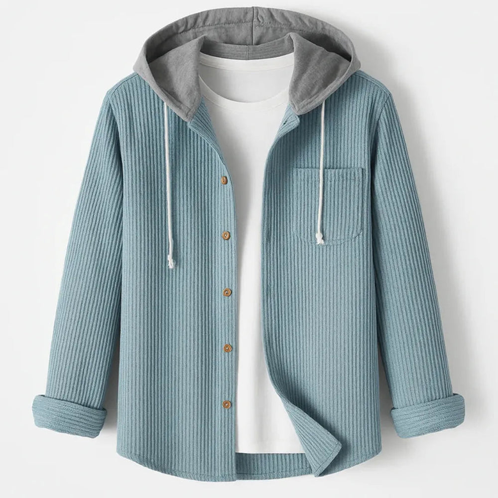 Men’s Hooded Corduroy Button-Up Overshirt Artisio