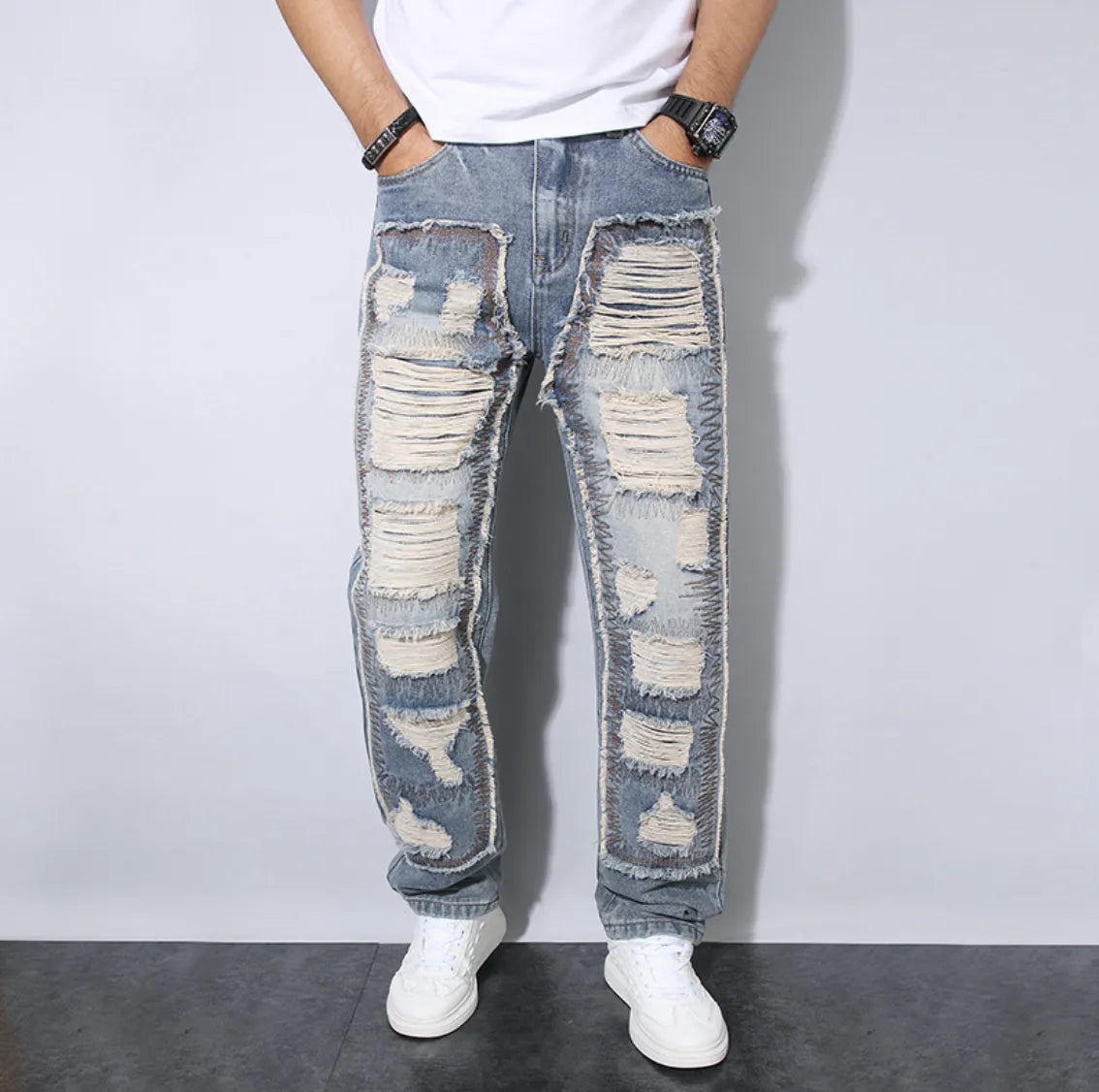 Men's Loose-Fit Distressed Jeans Artisio