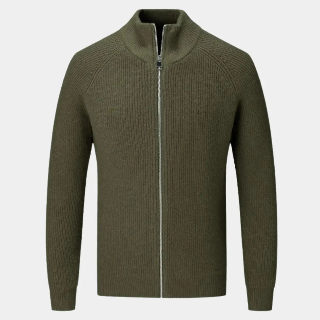 Men’s Ribbed Cashmere Zip Sweater Artisio