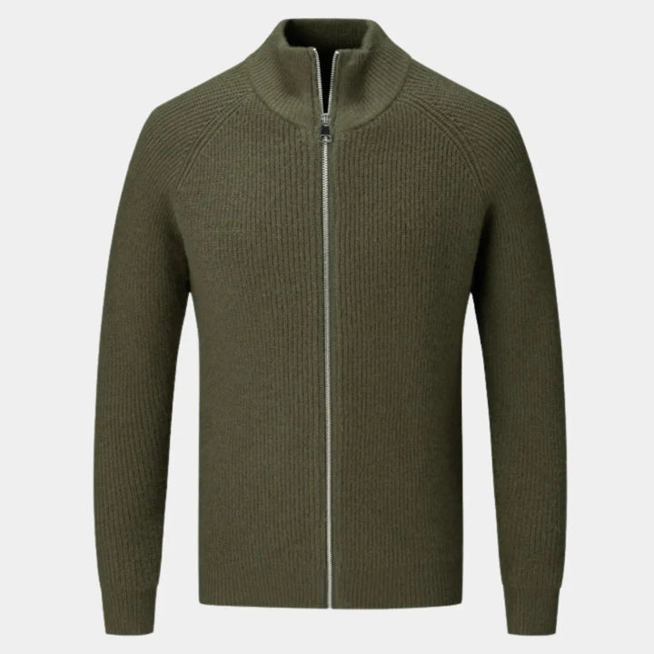 Men’s Ribbed Cashmere Zip Sweater Artisio