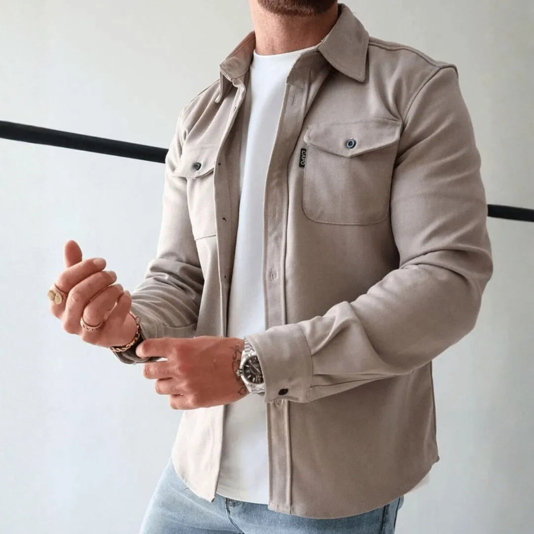 Men’s Structured Button-Up Casual Overshirt