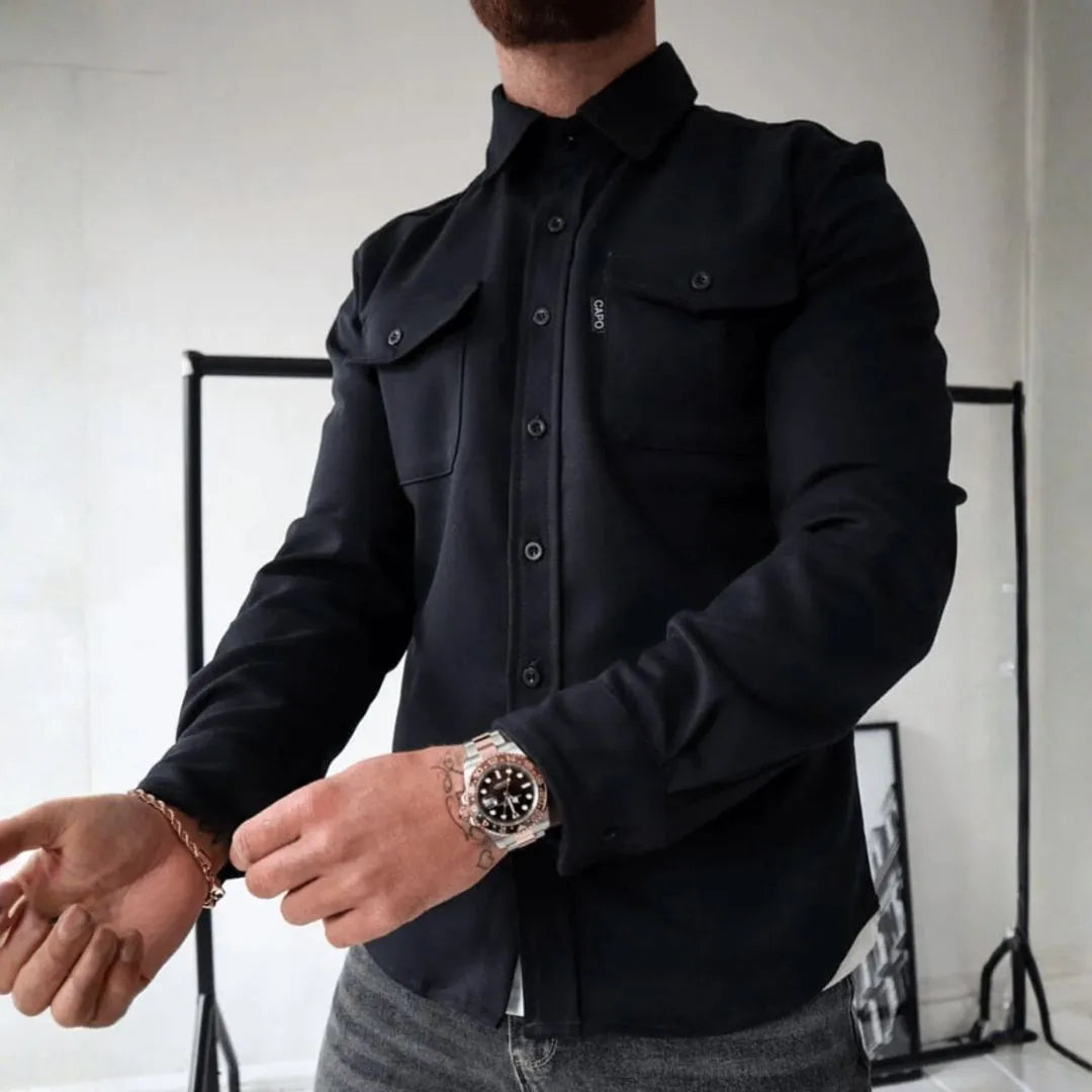 Men’s Structured Button-Up Casual Overshirt