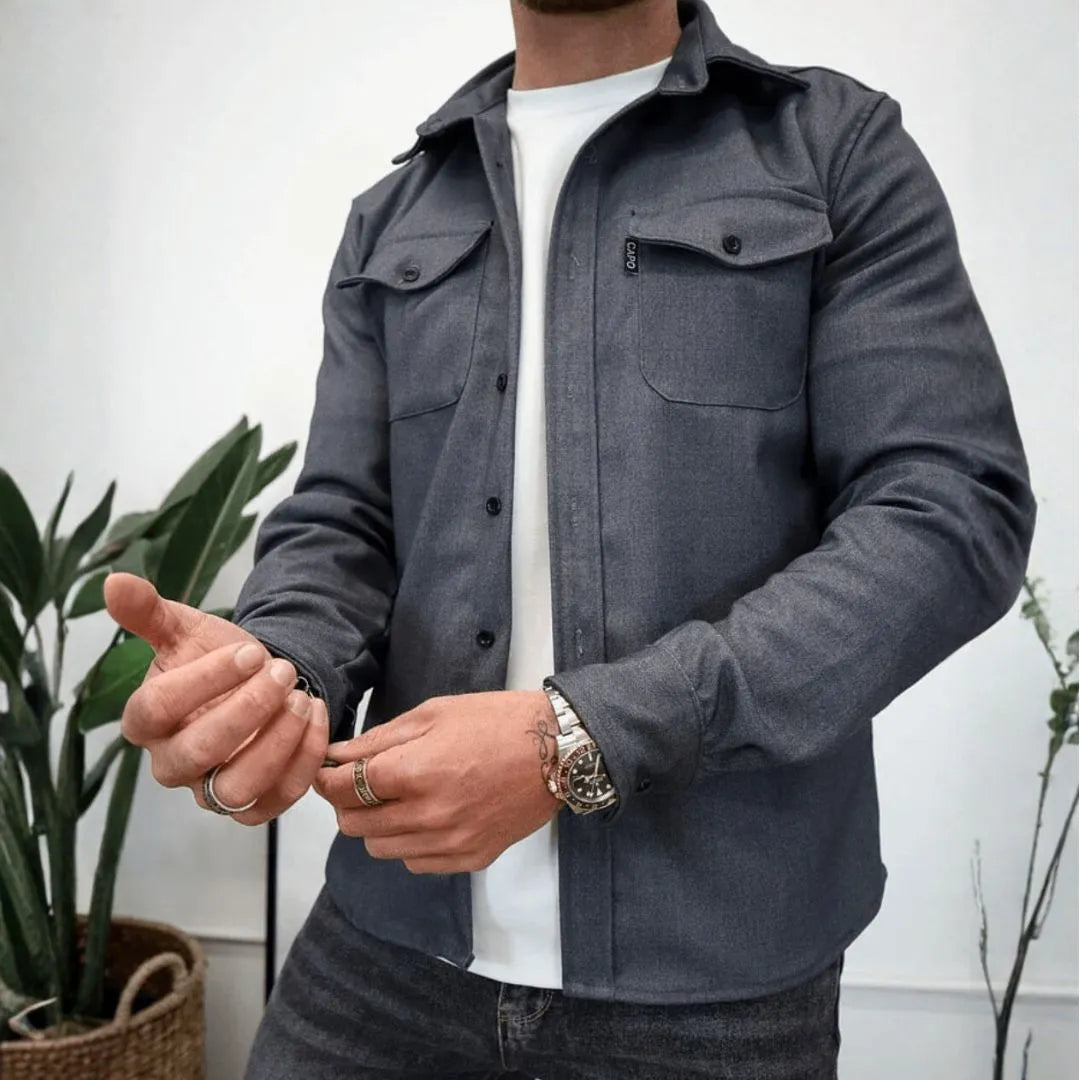 Men’s Structured Button-Up Casual Overshirt