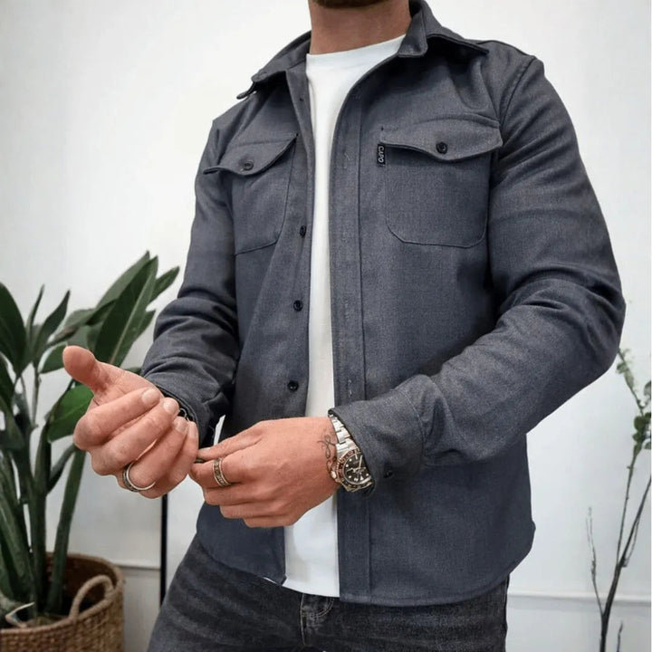 Men’s Structured Button-Up Casual Overshirt