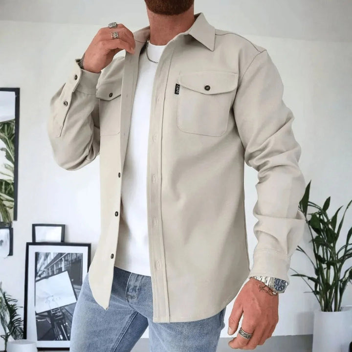 Men’s Structured Button-Up Casual Overshirt