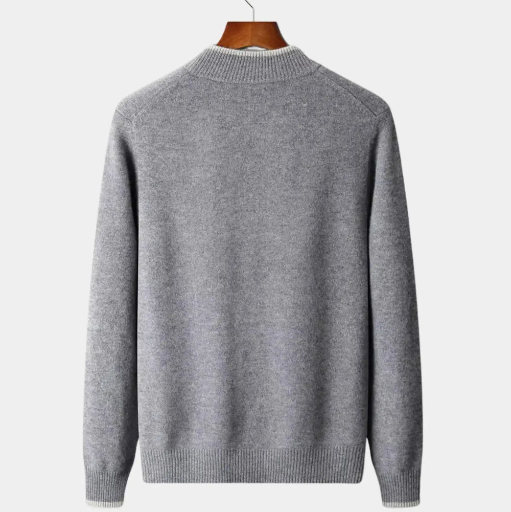 Men's Two-Tone Merino Full-Zip Sweater Artisio