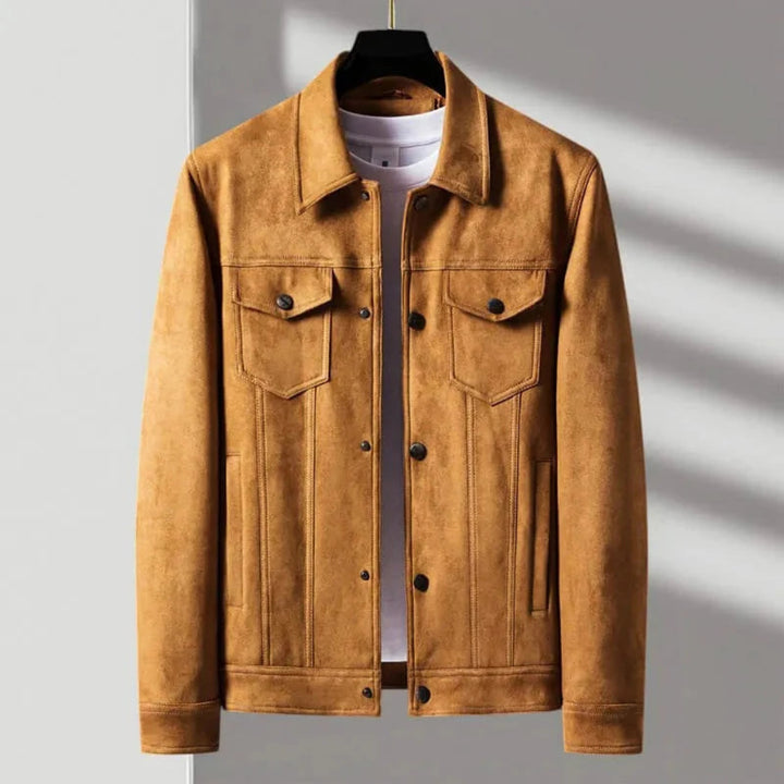 Men's Vintage Button-Front Suede Jacket
