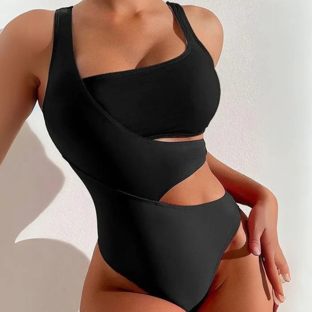 Michaela Colorblock One-Shoulder Cut-Out Swimsuit