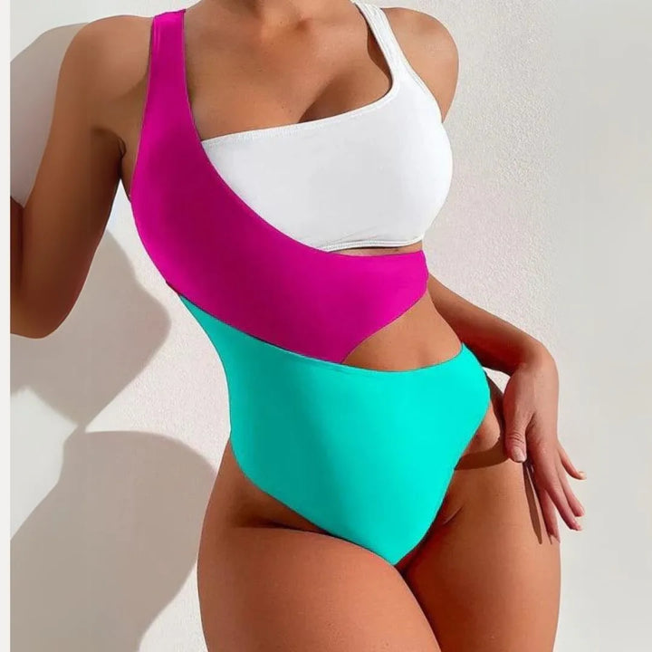 Michaela Colorblock One-Shoulder Cut-Out Swimsuit
