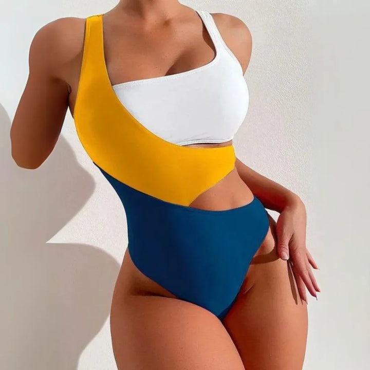 Michaela Colorblock One-Shoulder Cut-Out Swimsuit