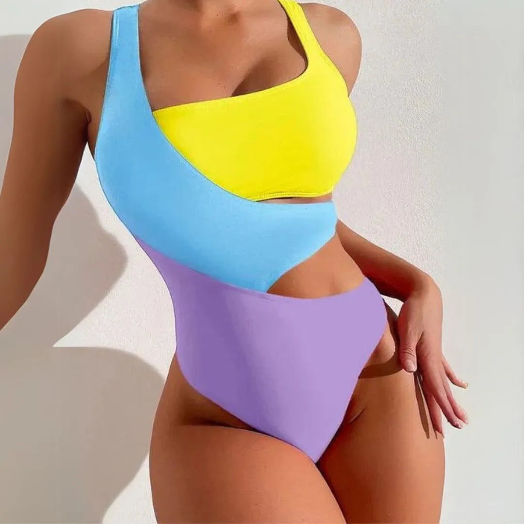 Michaela Colorblock One-Shoulder Cut-Out Swimsuit