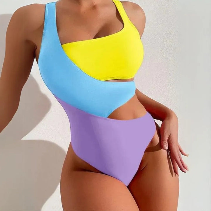 Michaela Colorblock One-Shoulder Cut-Out Swimsuit