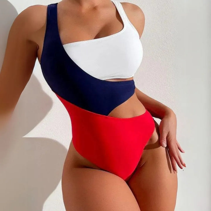 Michaela Colorblock One-Shoulder Cut-Out Swimsuit