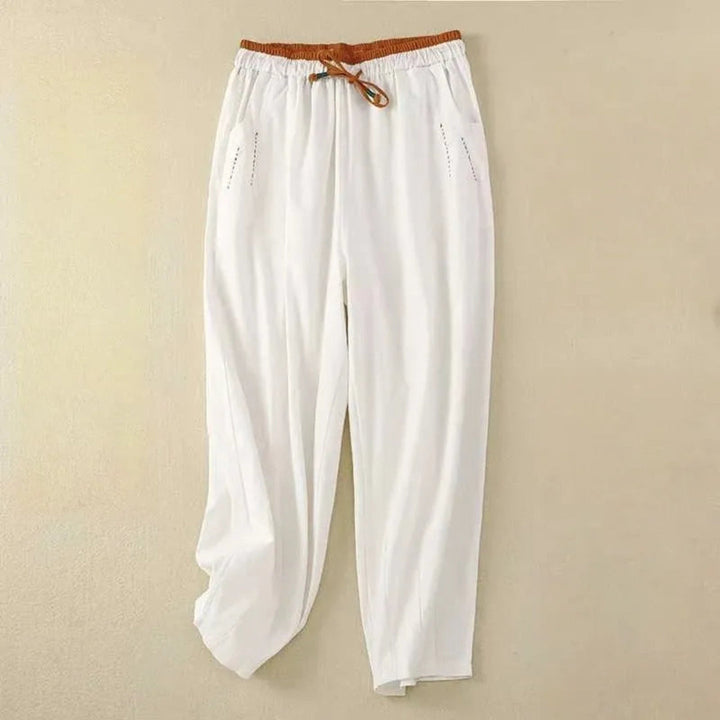 Michelle Colorblock Waist Linen Pants Artisio