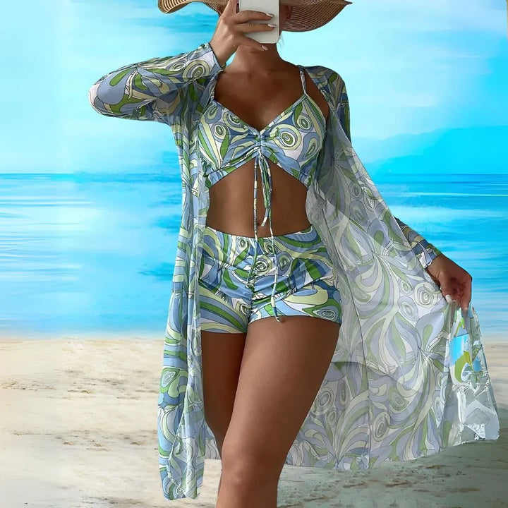 Mika Stylish Print 3-Piece Bikini Set