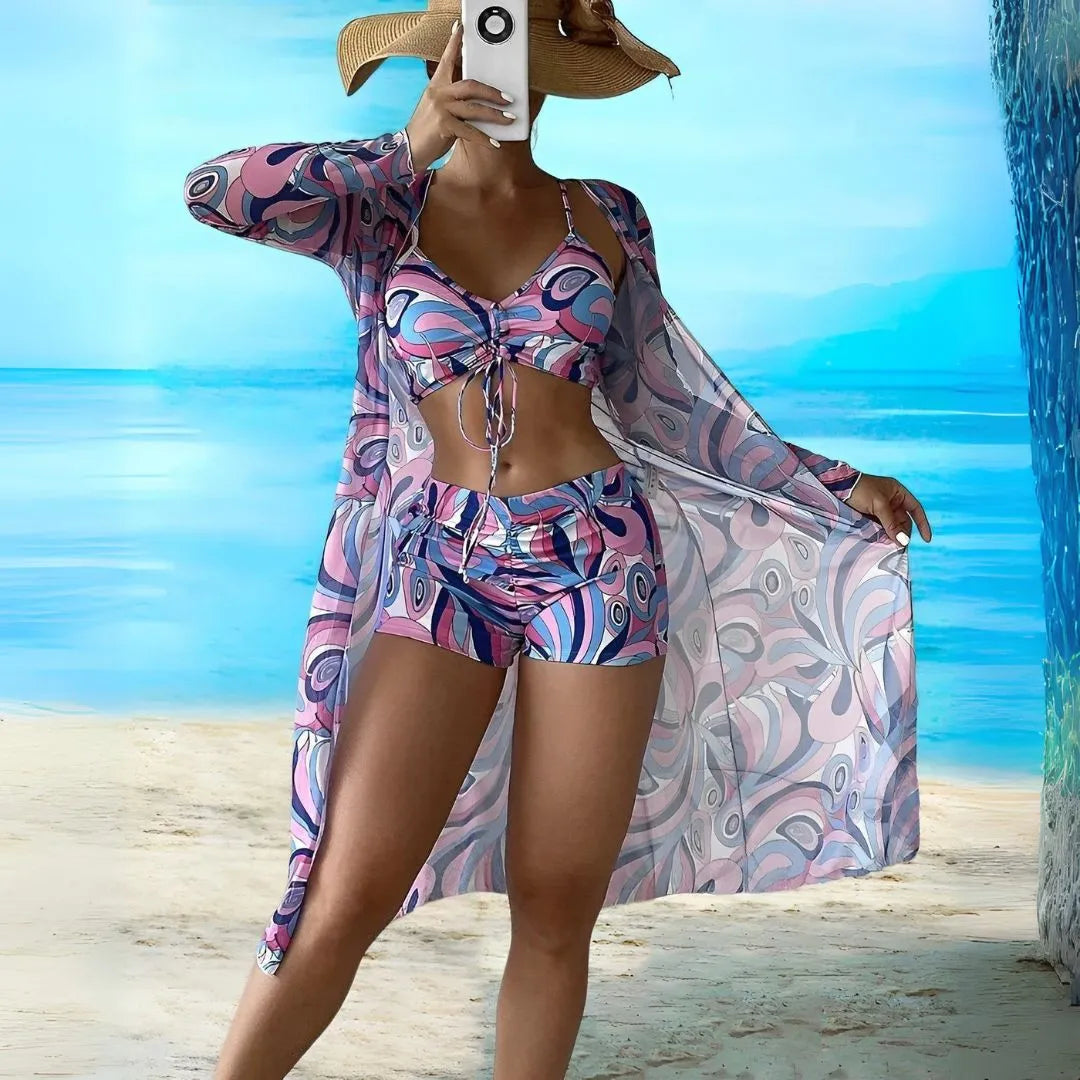 Mika Stylish Print 3-Piece Bikini Set
