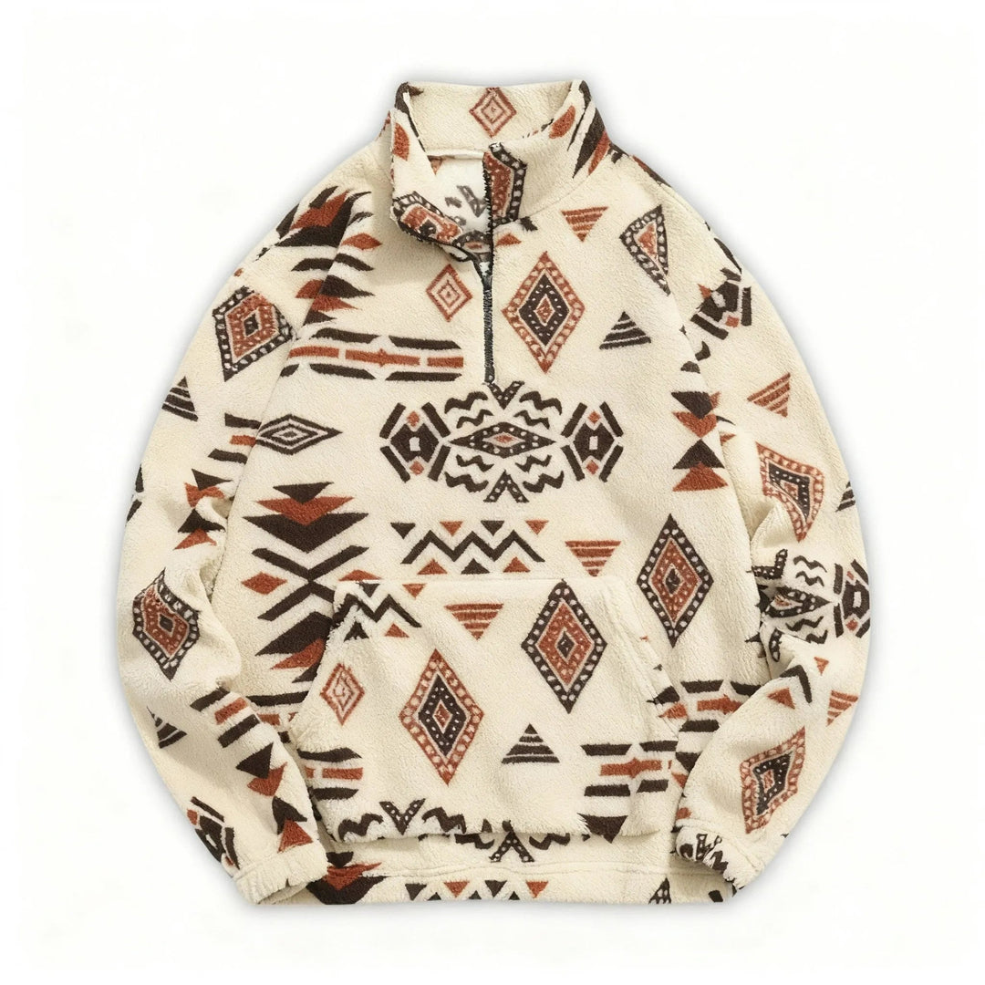 Mike Men’s Patterned Fleece Quarter-Zip Pullover Artisio
