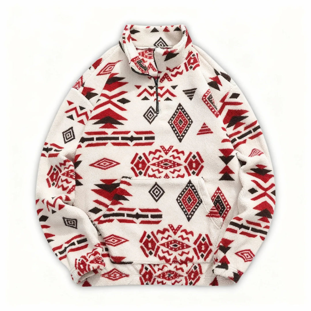 Mike Men’s Patterned Fleece Quarter-Zip Pullover Artisio