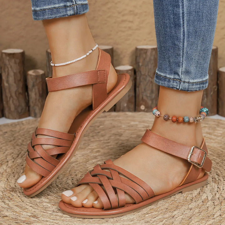 Mila Braided Buckle Faux Leather Sandals Artisio