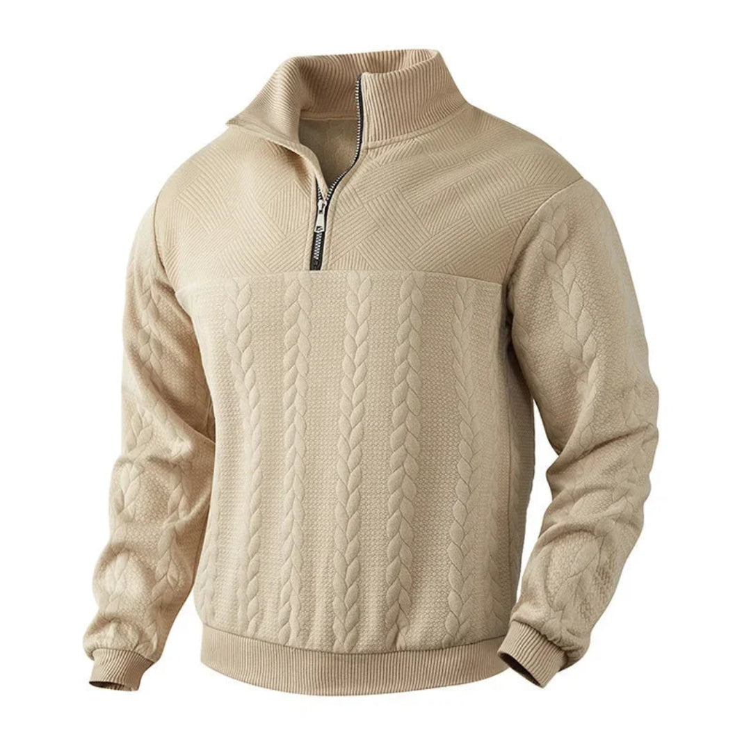 Mill Quarter-Zip Cable Knit Sweatshirt