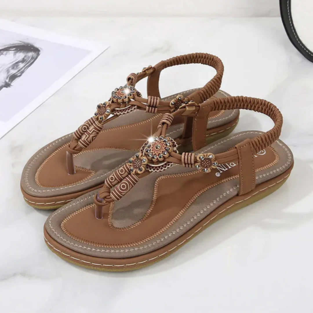 Millie Beaded Woven Strap Thong Flats Artisio