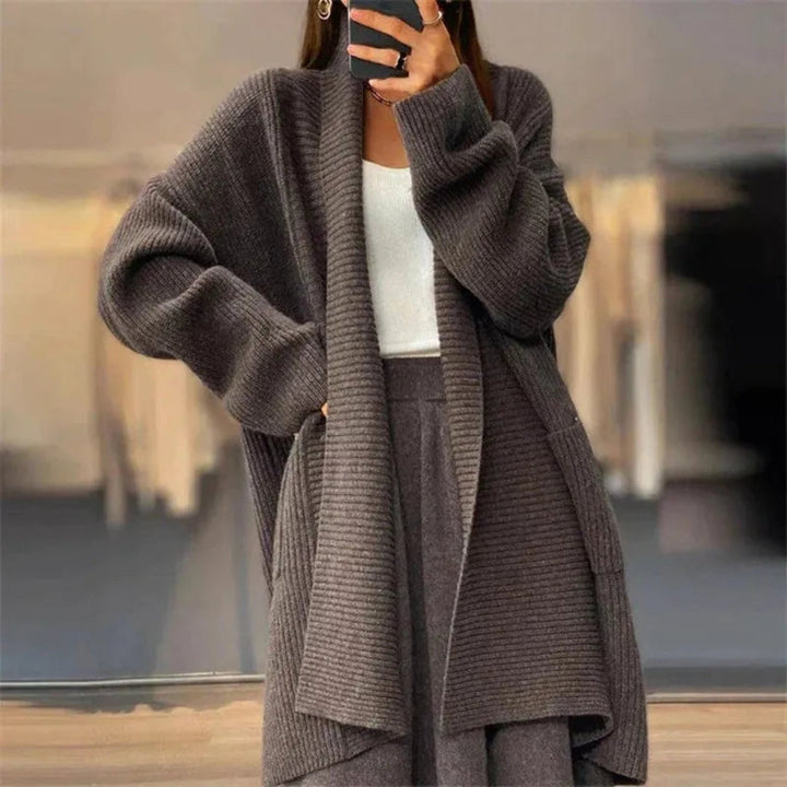 Mira Oversized Longline Rib-Knit Cardigan Artisio