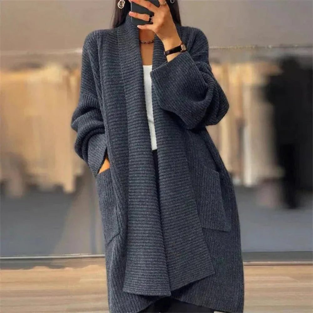 Mira Oversized Longline Rib-Knit Cardigan Artisio