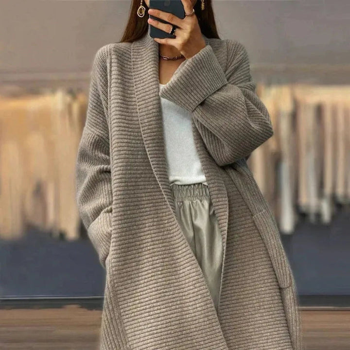 Mira Oversized Longline Rib-Knit Cardigan Artisio