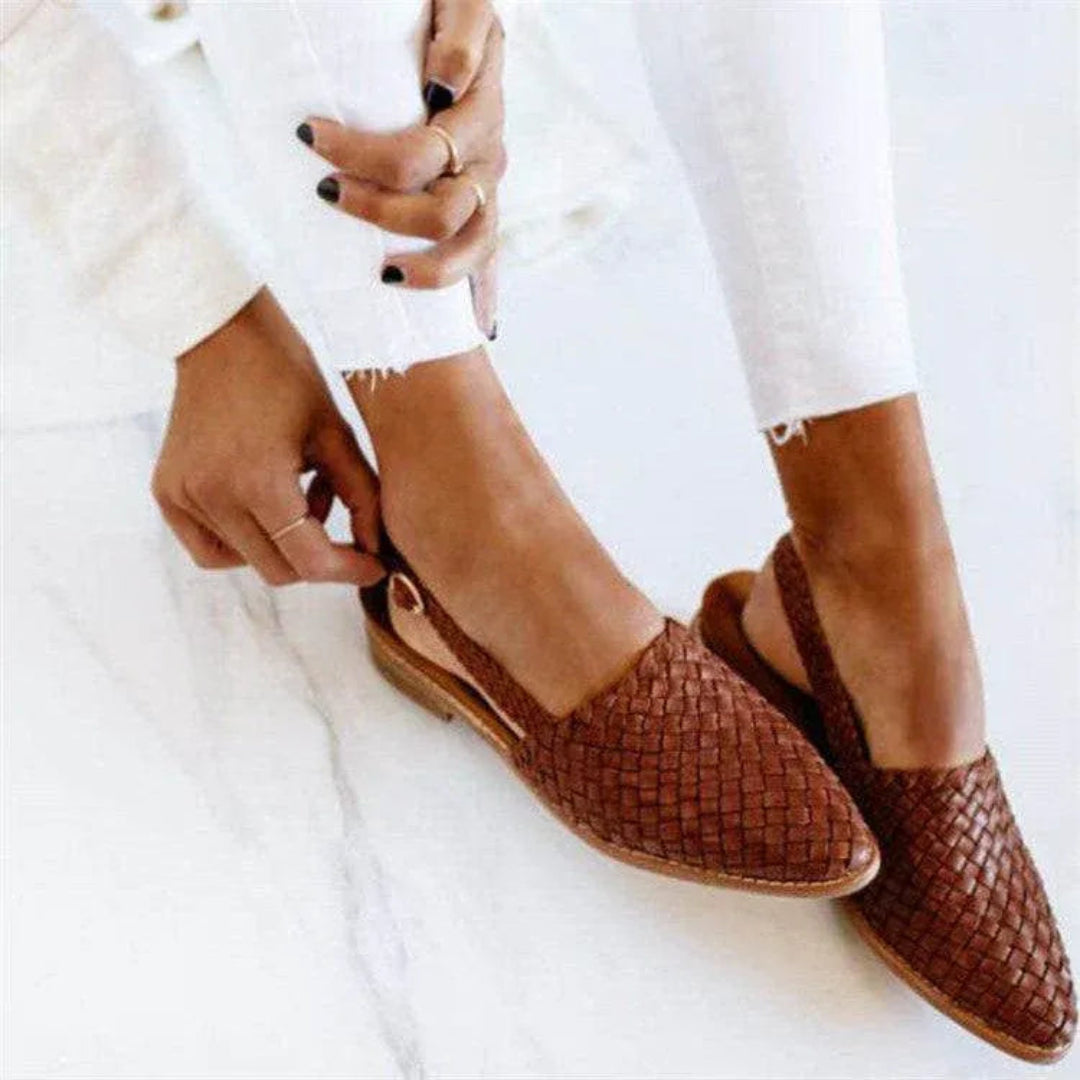 Mitch Woven Slingback Pointed-Toe Flats
