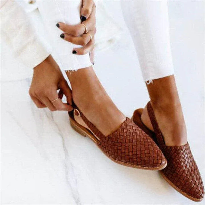 Mitch Woven Slingback Pointed-Toe Flats