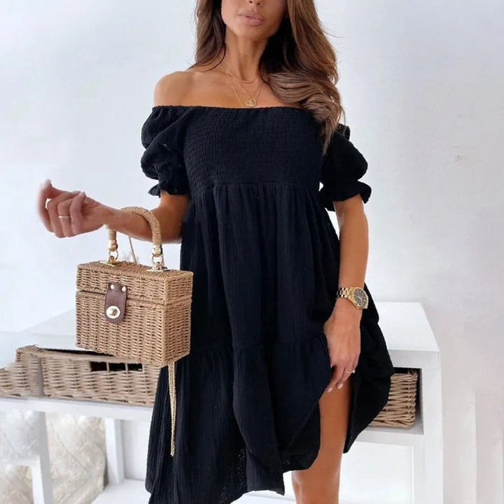 Moira Off-Shoulder Smocked Mini Dress Artisio