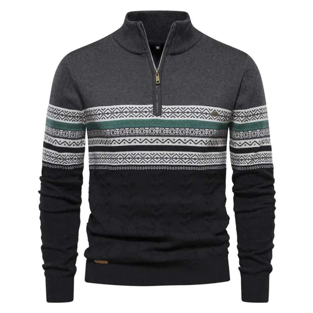 Myles Striped Quarter-Zip Sweater Artisio