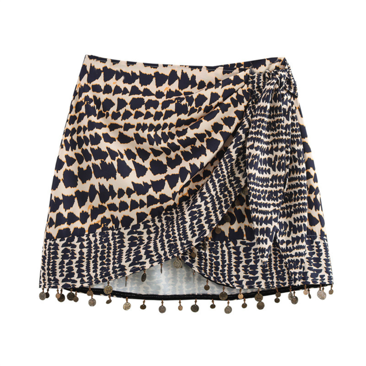 Natalia Beaded Wrap Mini Skirt
