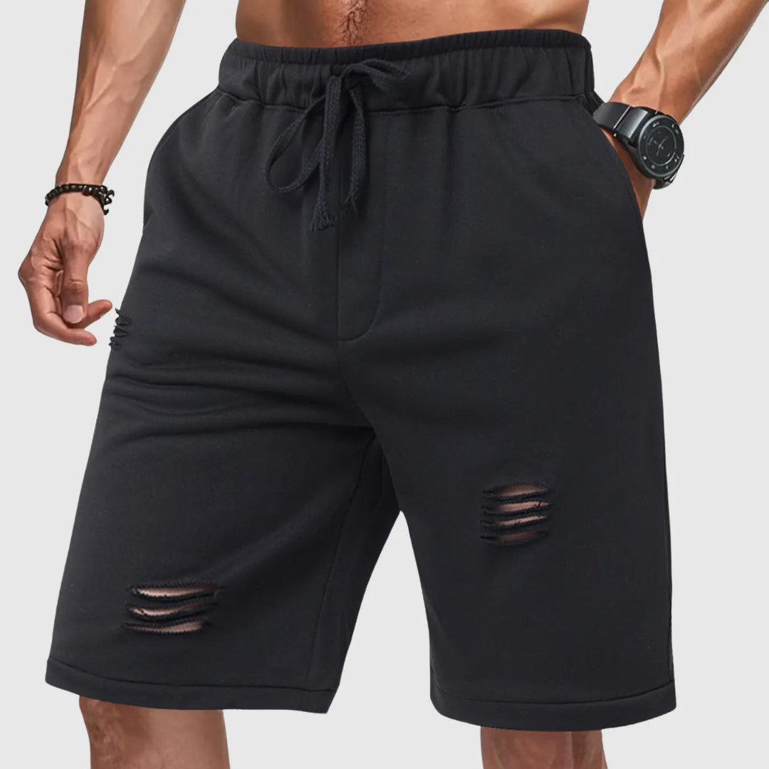 Nick Distressed Drawstring Jogger Shorts Artisio