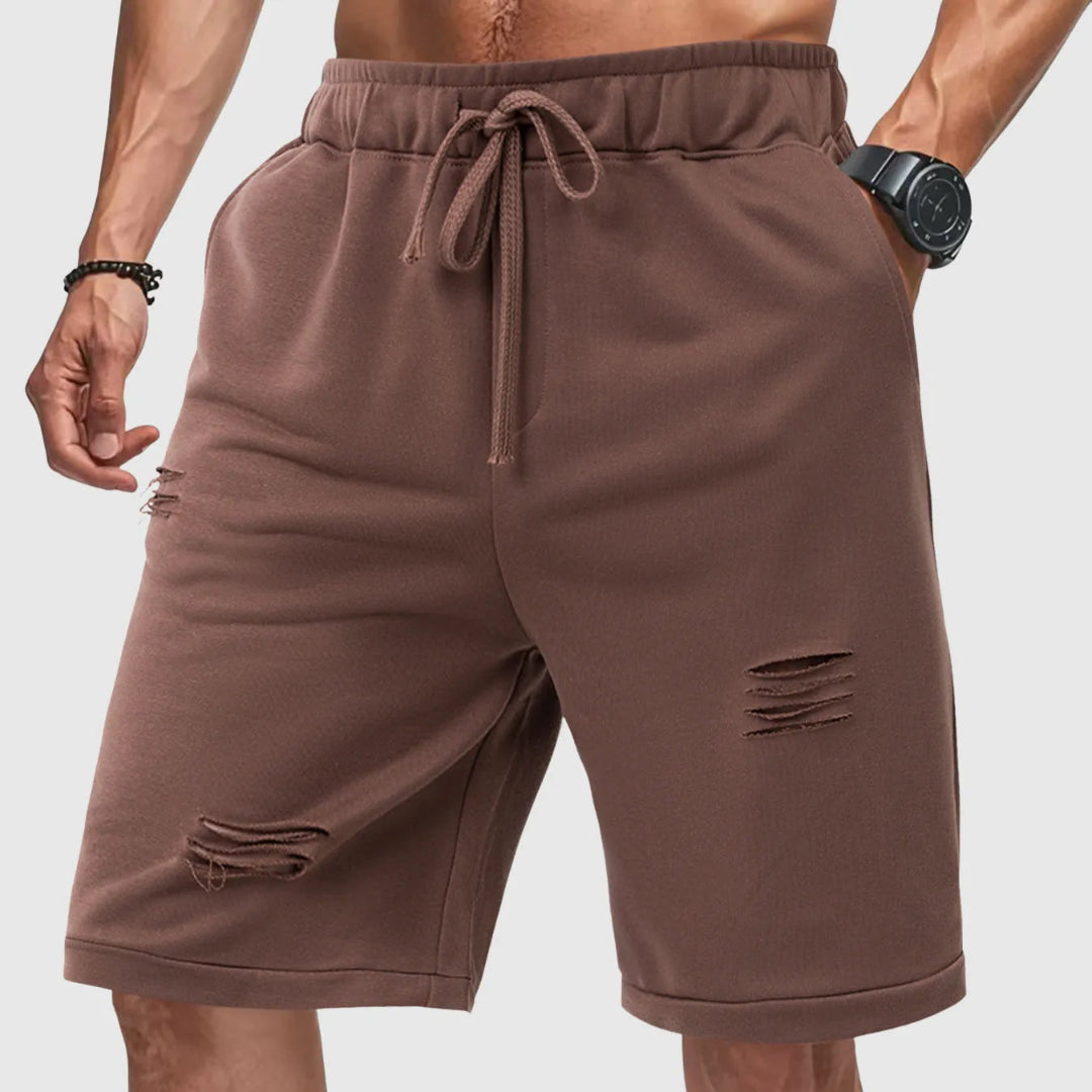 Nick Distressed Drawstring Jogger Shorts Artisio