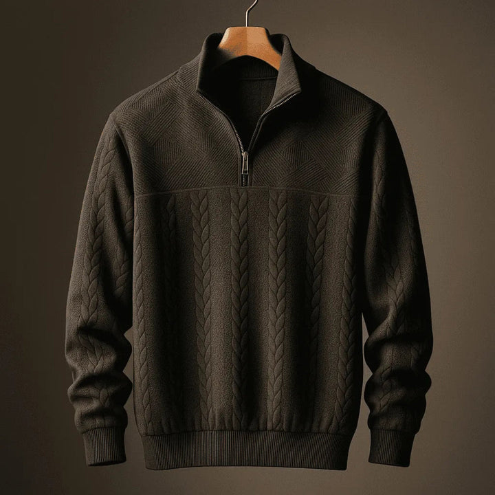 Oscar Men's Textured Cable Quarter-Zip Knit Sweater Artisio